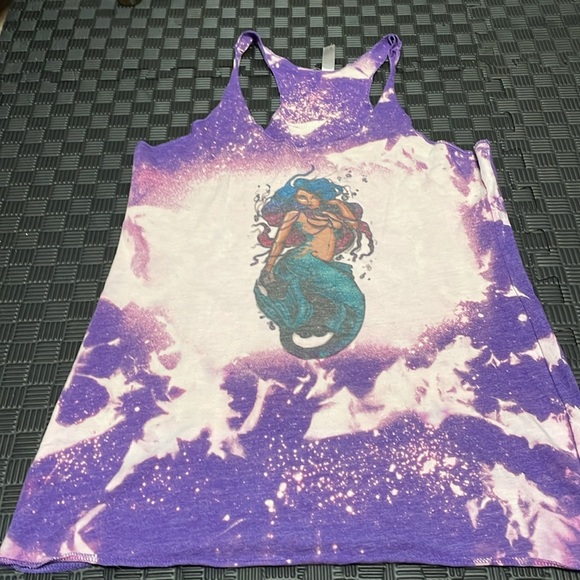Mermaid purple tie dyed tank top design size medium - Picture 2 of 7